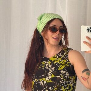 ✿ Handmade Knit Bandana Headscarf ✿ Lime Green Crochet Head Wrap